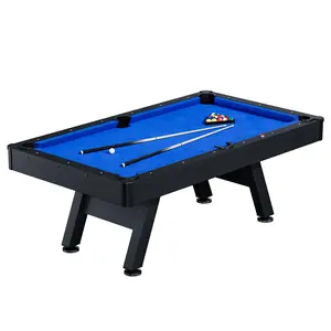 Modern 7ft Pool Table with Black Wood Finish | Complete Billiards Set with 2 Cues, Balls & Accessories for Home Game Room & Apartment
