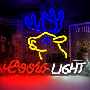 Deer Head Crs Light Neon Sign Cool Beer Bar Wall Decor Man Cave Light USB Powered LED Neon Light