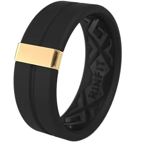 Rinfit Silicone Rings for Men with a Stainless Steel Strip, Silicone Wedding Band for Him, Flexible for Work, Gym, Travel and Everyday Wear, Patented Design