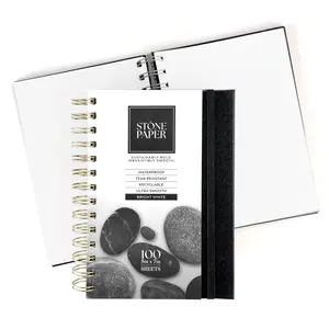 ArtSkills Stone Paper Sketchbook Spiral Bound 100 Sheets No Lines Waterproof Journal for Drawing Sketching Aesthetic Blank Pages Black