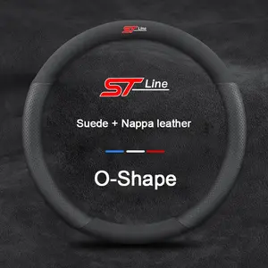 Suede Nappa Leather Car Steering Wheel Cover Anti-Slip Protector Fits For Ford ST Mondeo EXPLORER EDGE Fiesta Focus Kuga Ranger F150 Fusion Mustang Ecosport ESCAPE Auto Interior Accessories
