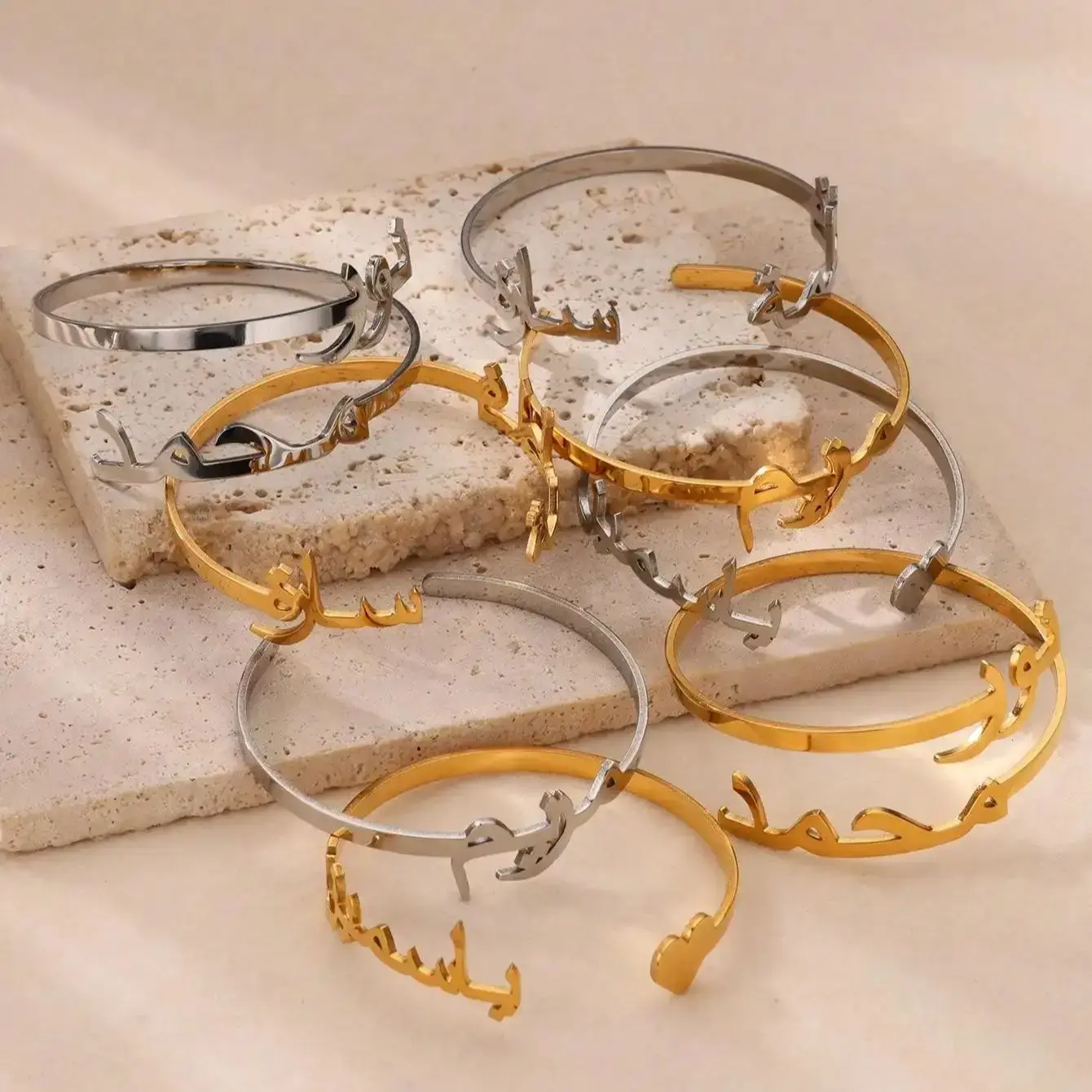 Personalized Arabic Name Bangle With Heart