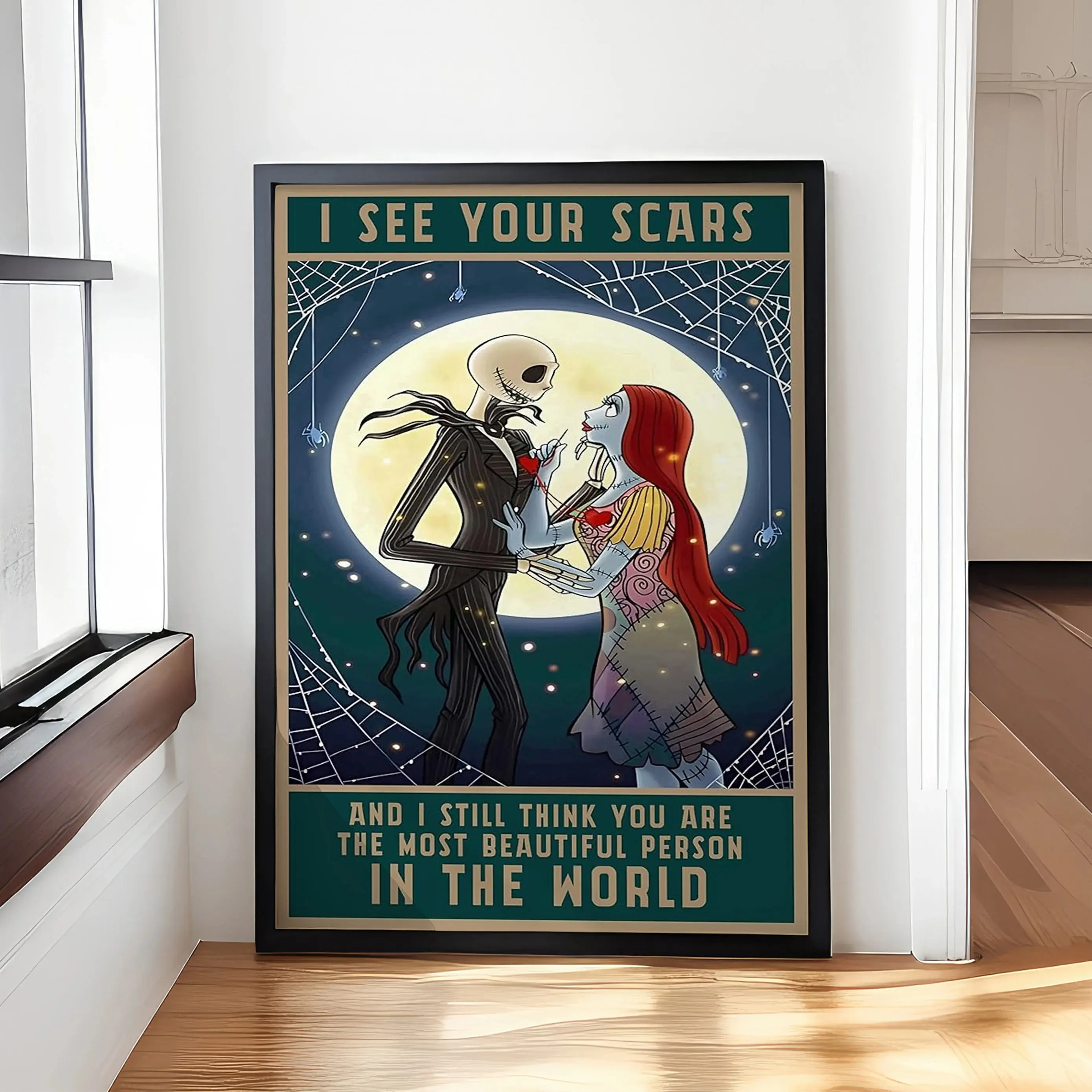 Jack and Sally Poster, Jack And Sally Vintage , Halloween Room Decoration Anime Horror Movie Wall Art, Nightmare Valentine Gift