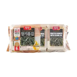DONGWON Korean Roasted Seaweed Snacks with Sesame Oil Flavor - 4.5g x 9 Packs, Savory Gim for Sushi, Rice Bowls, and On-the-Go Snacking