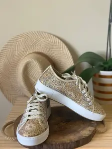 Women's Sneakers ,Low-top Sneakers , Lace up Shoes, Gold Color shoes ,Bridal Flats Shoes ,Boho Shoes, Hippie chic shoes , Handmade shoes women, Gift for Her