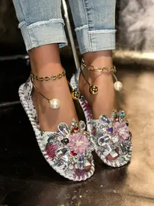 Blingbling Summer Limited Edition Starlight and Pearl Shoes, Casual Style, Less Than Ankle Height, Rubber Sole, PU Upper Material