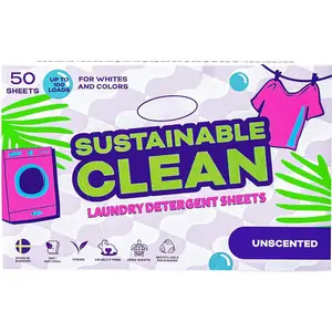 Laundry Detergent Sheets -  Sweden, Up to 100 loads 50 Sheets, Sustainable Clean Liquidless Technology, Dissolves Instantly, No Harsh , . (Unscented)