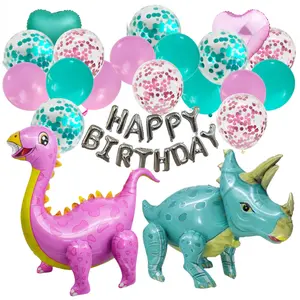Pink & Teal Dinosaur Balloons – Jumbo Birthday Party Decor