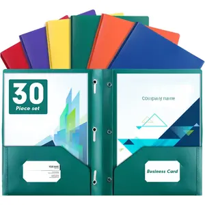 Plastic Two Pocket Folders with Prongs,  30 Pack Heavyweight Letter Size Plastic Folders with Pockets and Prongs, Poly Plastic Folders for Office & School