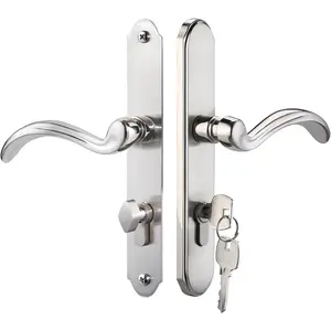 Storm Door Handle Accessory Set fit Pella Storm Door Handle Replacement Part, with Key and Lock Cylinder, Mortise Lock Not Included (Brushed Nickel)