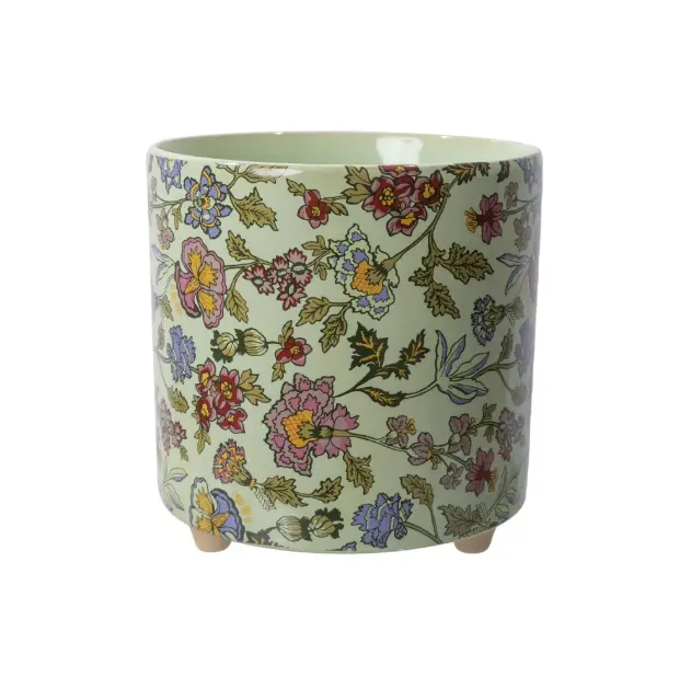 8” Sage Ceramic Planter with Footed Base