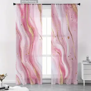 Marble Pattern Curtains Set, Elegant Home Decor, Stylish Room Decoration, Perfect for Living Room and Bedroom, 2 Pieces, Window Curtain