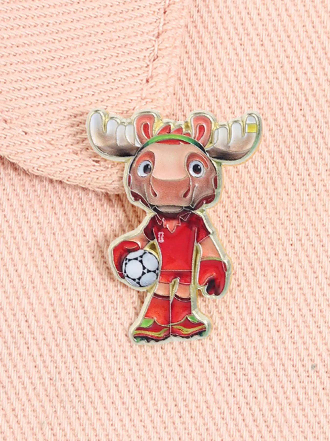 Cartoon Red Maple Mascot Enamel Pin World Football Soccer Match Alloy Brooch Pins Lapel Backpack Badge Fashion Jewelry Accessories Gift for Friends Ball Fans