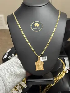 El Trebol de Oro Gold Plated Necklace 3.5mm Chain with Santa Bárbara Charm for Men and Women Elegant Unisex Jewelry