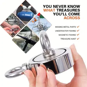 120kg Heavy-Duty Magnetic Hook Set, Double Sided Hooks, 2 Styles, Countersunk Holes, 1.89-Inch Round Double-Sided Magnet, Industrial-Grade Metal Hardware for Recycling