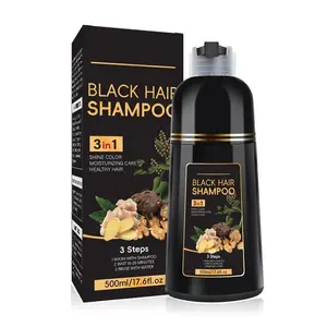 Black hair dye shampoo with Polygonum multiflorum and ginger gently darkens hair while washing, smoothing cuticles for silky strands, nourishing the scalp, and strengthening roots — unisex, salon-like results at home.