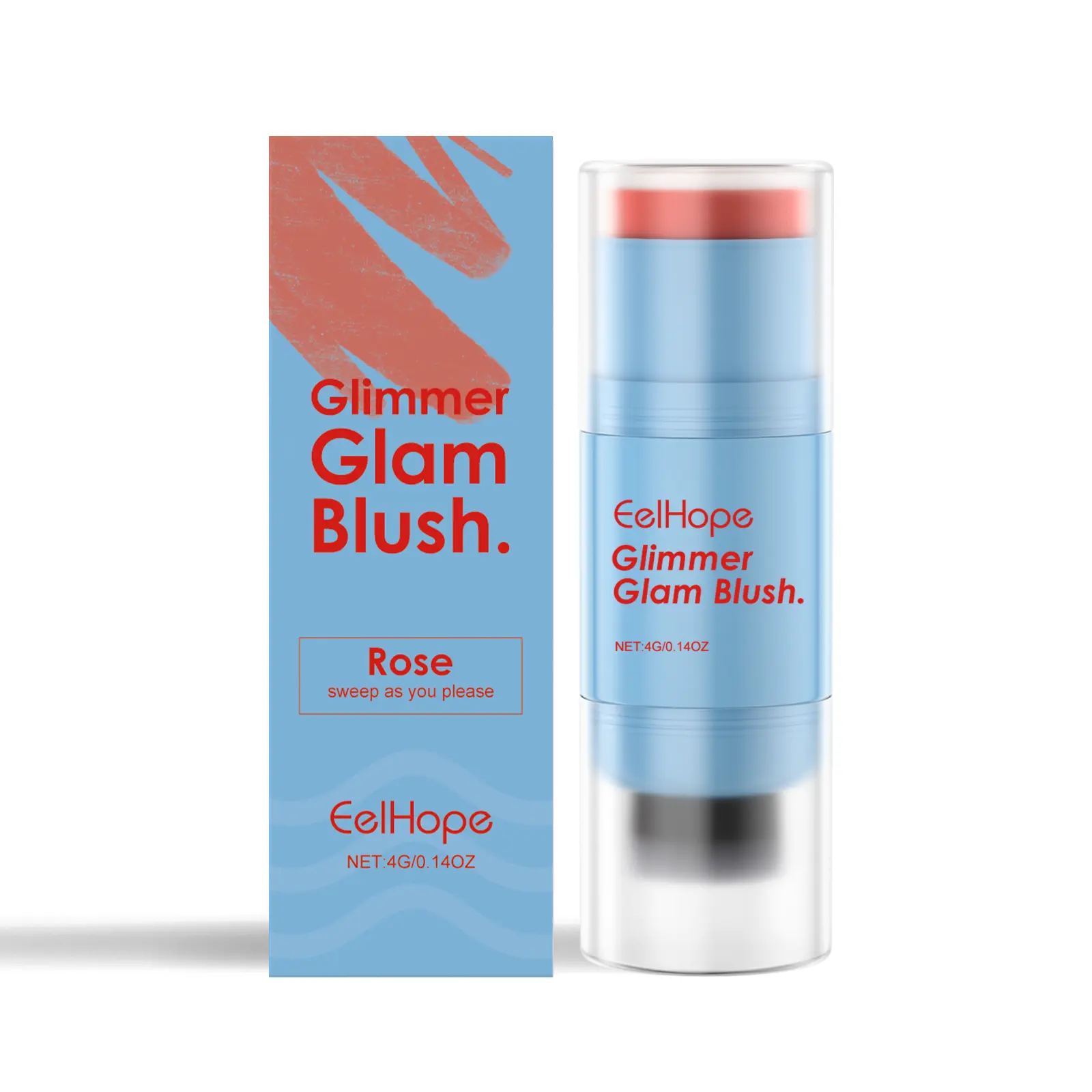 Multi-Use Cream Blush Stick, Hydrating & Lightweight Shimmer Cosmetic for Cheeks & Lips, Blendable Dewy Finish Daily Makeup for Beginners, 4g
