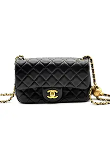 Pre-owned CHANEL Leather Crossbody Bags Pearl Crush Rectangular Mini Flap Bag