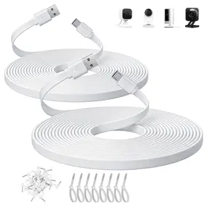 2Pack 16.4ft Flat  USB Extension , USB to  Long  Power Cord for  Camera,  Cam v4/v3/Pan v3/v3 Pro, Blink Mini, Ring Indoor, Kasa Indoor, Arlo, Eufy (Not Type-C)