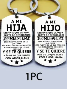 Slogan Pattern Keychain, Stainless Steel Keychain for Men & Women, Fashion Accessories for Daily Use, Trendy All-match & Exquisite Keychain for Birthday Gift