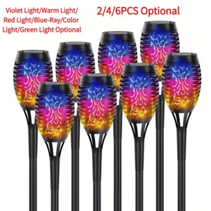 Colorful Solar Torch Lights, LED Outdoor Garden Lights, Auto On/off, Solar Pathway Lamp, for Patio, Yard, Pathway, Porch, Camping, Party, Halloween, Christmas