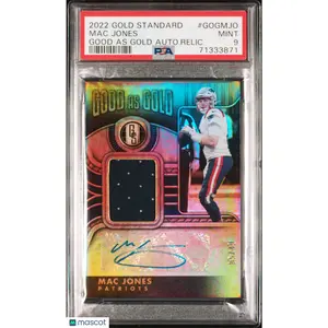 2022 Panini Gold Standard Good As Gold Autographs Relics Mac Jones  GOGMJO PSA 9