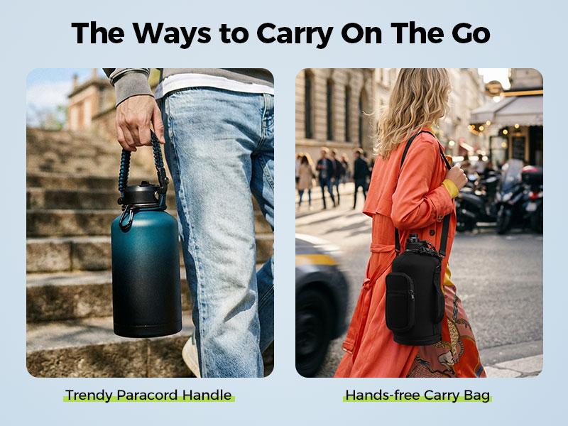 32oz Insulated Water Jug, Gallon Stainless Steel Flask Water Bottle - Big Water Jug with Straw & Spout Lid, Cold-48h Hot-24, Leak Proof, 32/40/64/128oz