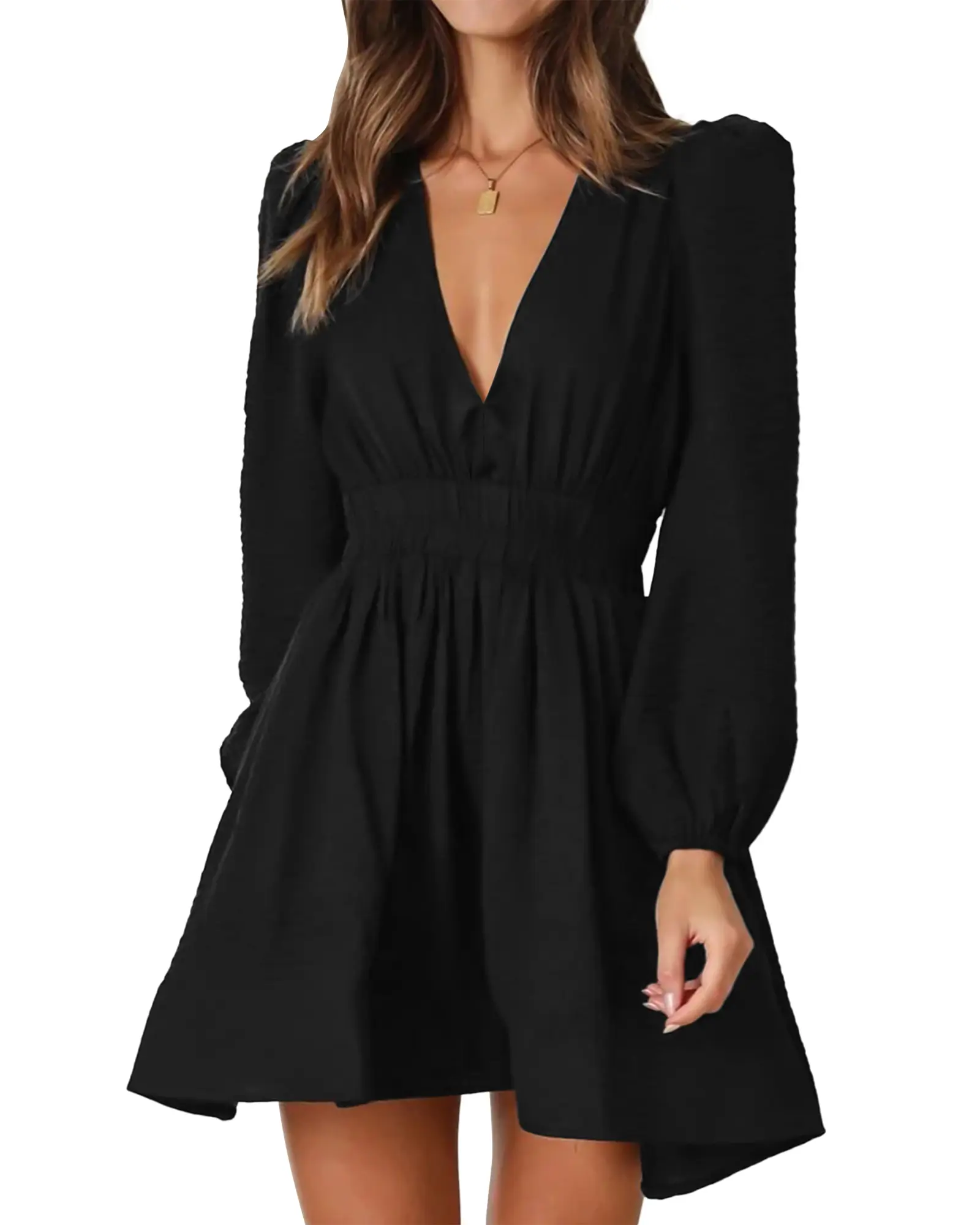 Hatant Dress sexy Unleash Your Inner Goddess with our Chic Deep V Flowy Dress and Lantern Earrings Combo Dress Perfect for Casual and Semi-Formal Occasions