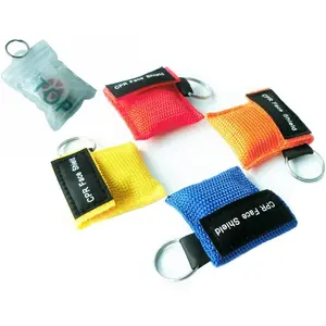 4 Pcs/Pack CPR Barrier with Keychain CPR Face Shield for CPR/AED Training 4 Colors