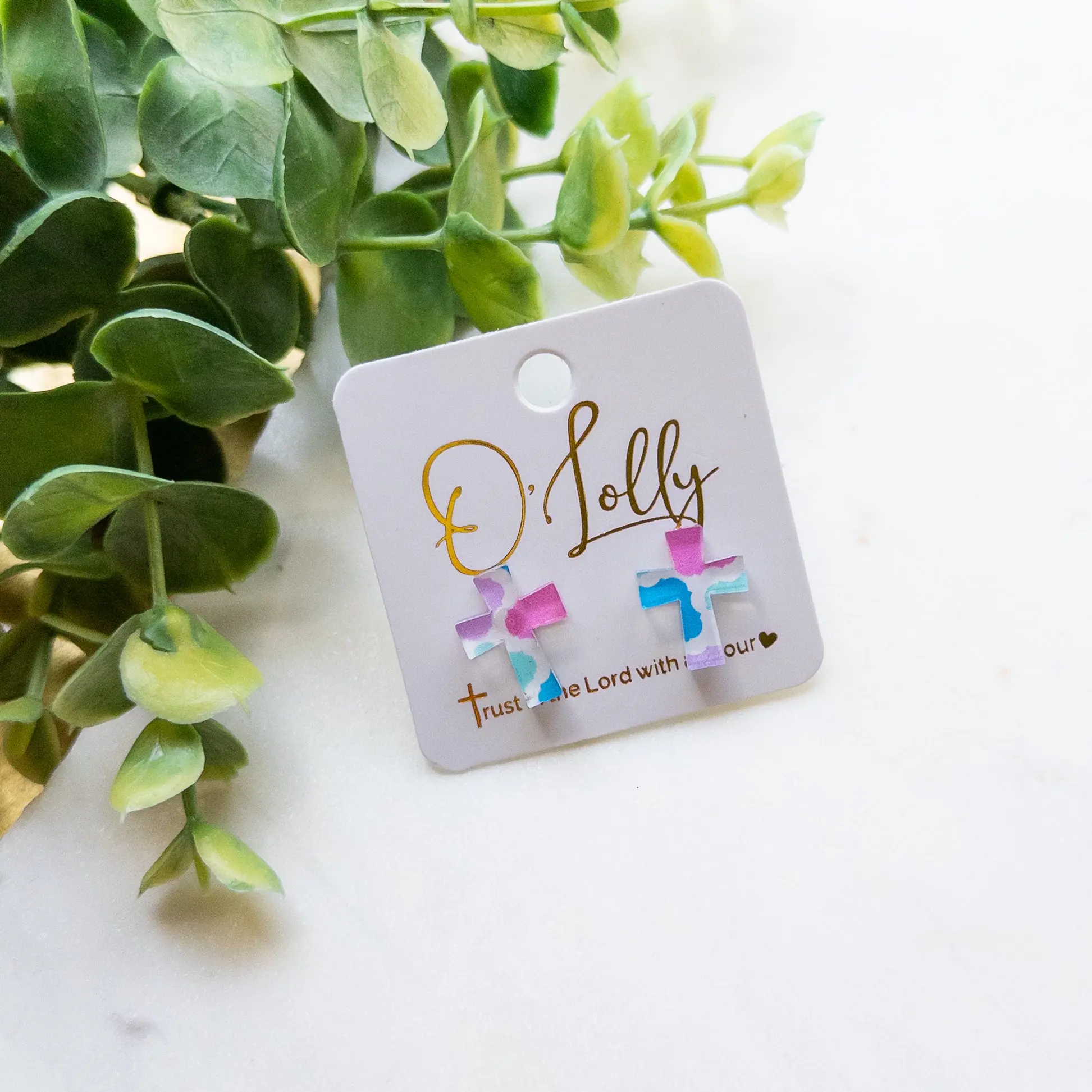 Colorful Cross Acrylic Stud Earrings