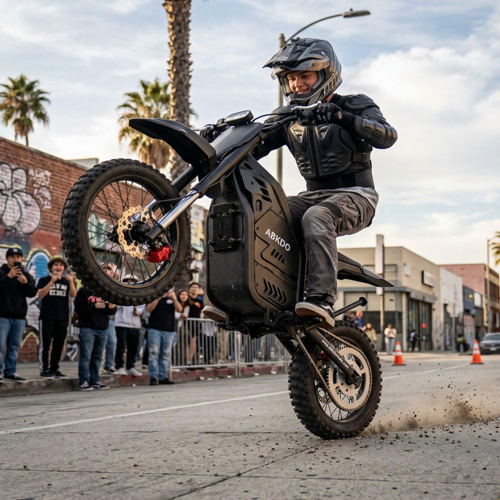 ABKDO 4000W Peak Electric Bicycle with Front Suspension 48V 23AH Battery 14" Inch Tires 45 MPH Speed 40 Miles Range for Snow Mountain Road Riding