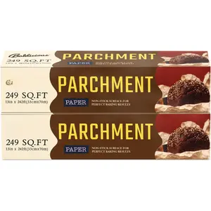 Unbleached  Paper Roll for Baking, 2 Pack of 13 In X 242 Ft, Non-stick Baking Paper,  Grade Cooking Papers For Bread, Cookies, Heat Press, Pans, Oven, Air Fry