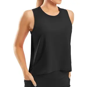 Ice Silk Crop Workout Tank Tops for Women Cool-Dry Sleeveless Loose Fit Yoga Shirts