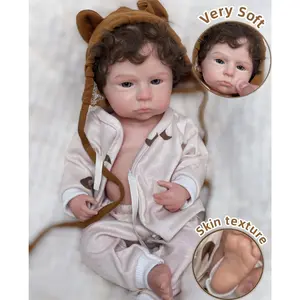 13Inch/33cm Adorable Silicone Reborn Baby Boy Doll Cameron With Open Eyes Handmade Painted Detailed Skin Full Body Soft Solid Silicone Neborn Baby Dolls with Rooted Hair for Baby's Companion