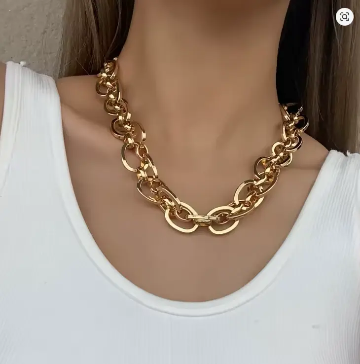 Flashbuy Punk Chunky Cuban Heavy Thick Chain Necklace Twist Alloy Metal Choker Unisex Fashion Jewelry Accessory