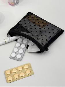 heart print makeup bag everyday bags , 2025 new style portable zipper cosmetic storage bag for women and girls, multi-functional durable polyamide makeup organizer pouch, cosmetics organizer, vanity case, travel cosmetic bags