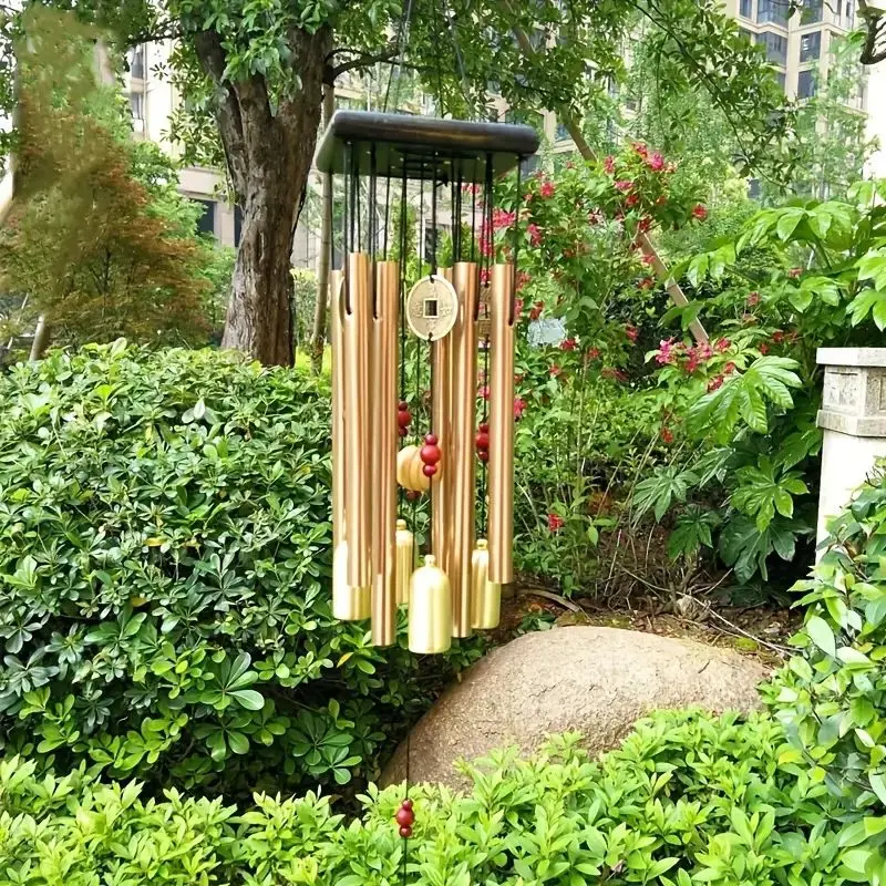 New Large Outdoor Wind Chimes Copper Bell Antique Windchime Door Hanging With Aluminum Alloy Tubes Garden Home Decoration Yard Art Decor Outdoor