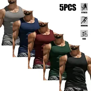 5-Pack Lifestyle Beater — Precise sizing; cool, breathable men’s tank tops for summer—casual, stretchy, slim fit that flatters the figure; comfortable stretch tank tops with moisture-wicking performance.
