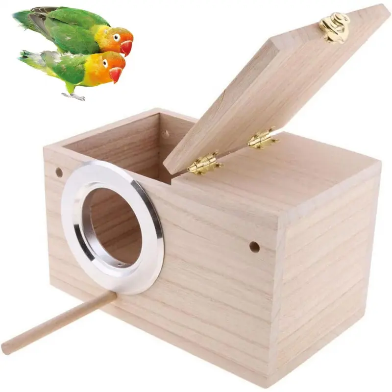 Nesting Box, Bird Nest Breeding Box Cage Wood House for Finch Lovebirds Cockatiel Budgie Conure Parrot,, Bird Supplies, Easy Cleaning