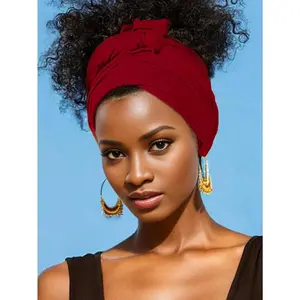 1 Piece Stretch Jersey Turban Stretchy Head Wrap Knit Headwraps Urban Hair Scarf Head Wrap Solid Color Ultra Soft Extra Long Breathable Head Band Tie For Women Casual Headband