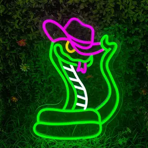 Cowboy Snake Design Neon Sign, USB Powered LED Luminous Wall Mount Neon Light, Neon Accent Lights, Decorative Light for Home, Office, Shop, Game Room