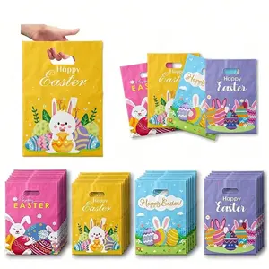 10/30pcs Easter Gift Bags with Cute Bunny Print, Handheld Holiday Party Favors for Spring Celebrations, Ideal for Candy Cookie Gift Wrapping Packaging, Versatile Usage