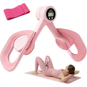 Thigh Trainer Pelvic Floor Muscle Trainer with 3 Smart Modes, 360 °   Adjustable Design Kegel Inner Thigh Exerciser with 25LB Resistance Band for Home Gym, Workout Equipment for Hip, Leg and Arm