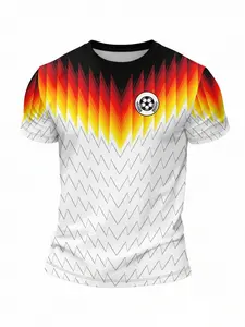 Gold Storm Tribute Germany Team Spirit, German War Machine Unlocking Football Kingdom, Sporty Long Loose-Fitting Short Sleeve Print