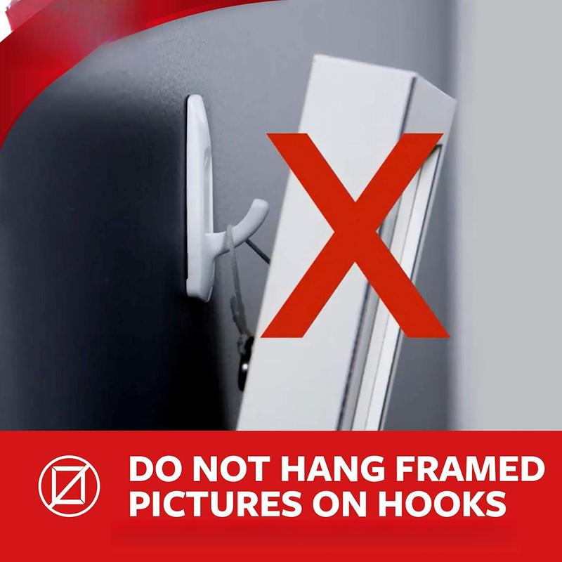 Large Brushed Nickel Double Hooks, 2 Hooks and 2 Command Strips, Damage Free Hanging Wall Hooks with Adhesive Strips, No Tools Coat Hooks for Hanging Home Decor, Holds up to 4 lb