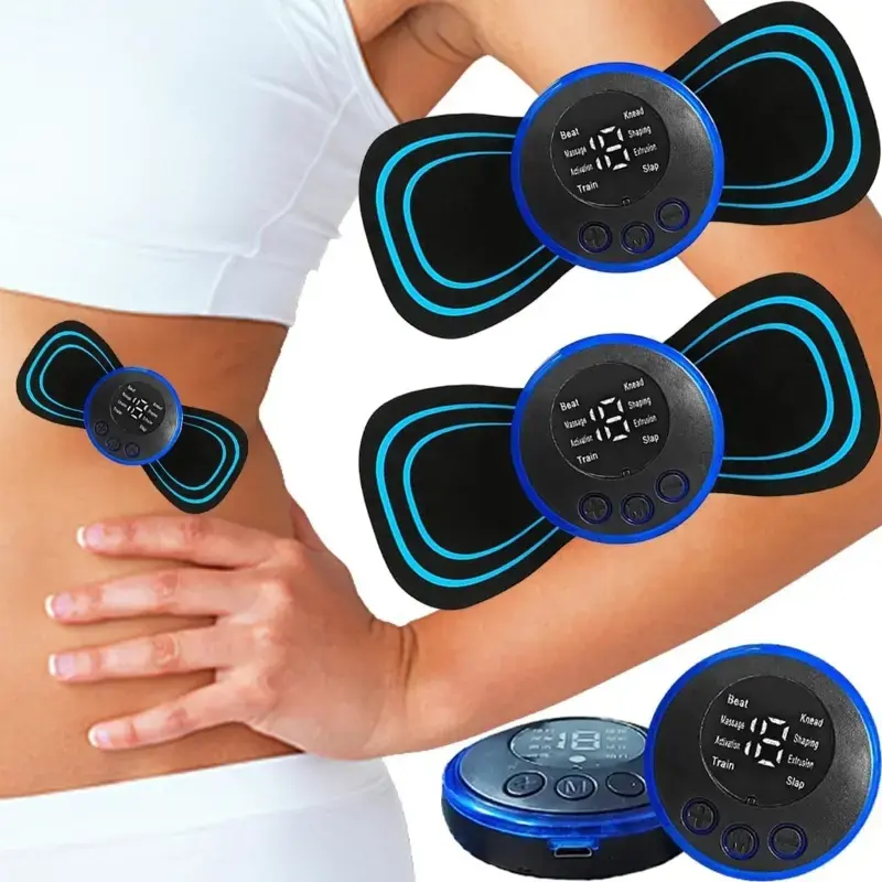 Mini electric neck massager, cervical and back massage pads, 8 modes, 19 intensity levels, remote control, 5 pads, muscle relaxation, home massage tool