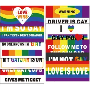 10 Pcs Magnetic Bumper Decals Funny Bumper Stickers Rainbow Car Decals Prank Car Stickers Gay Pride Magnets for Vehicles Truck Car Refrigerator