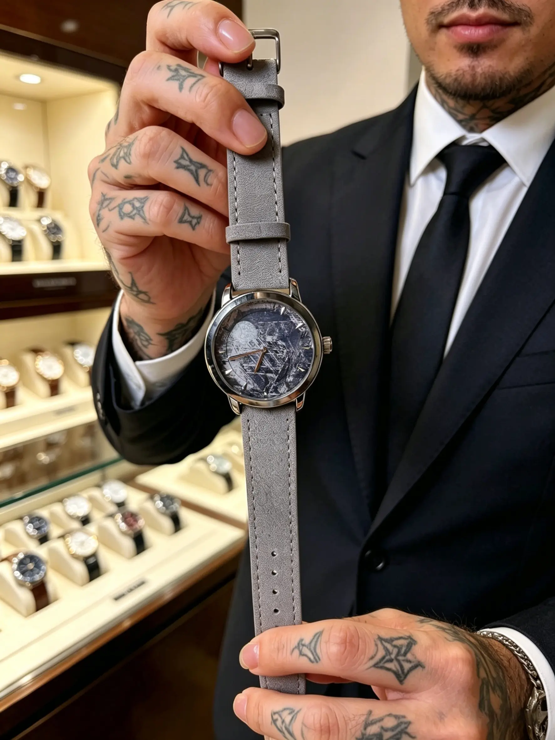 Meteorite Style Transparent Men's Mechanical Watch, Automatic Winding, Artistic Dial, Premium Leather Strap, Elegant Gift Box Packaging, Analog Watches