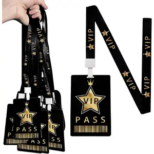 50 Sets VIP Badge Lanyards with VIP Pass Cards VIP Lanyards with , Black Breakaway Lanyard PVC VIP Cards for Backstage Concert Event Birthday Party Organizer (Black, )