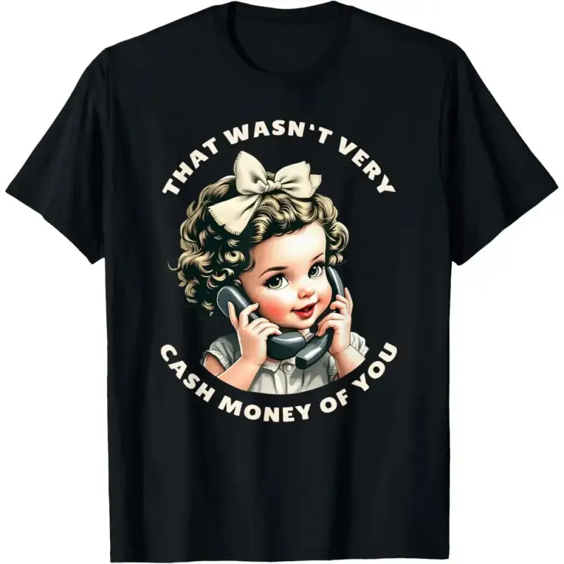 Simple Graphic T-Shirt with Funny Retro 'Cash Money' Quote, 100% Cotton Unisex Shortsleeve Top, Minimalist Menswear Style, Classic, Breathable, Fabric, Soft, Tshirt, Print, Streetwear, Tee, Casual